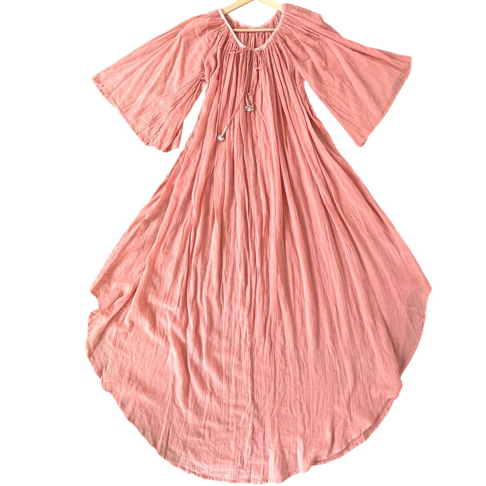 Calypso St Barth Coral Pink Cotton Gauze Boho Maxi Dress  Will Fit One Size 0 XS - Picture 6 of 6